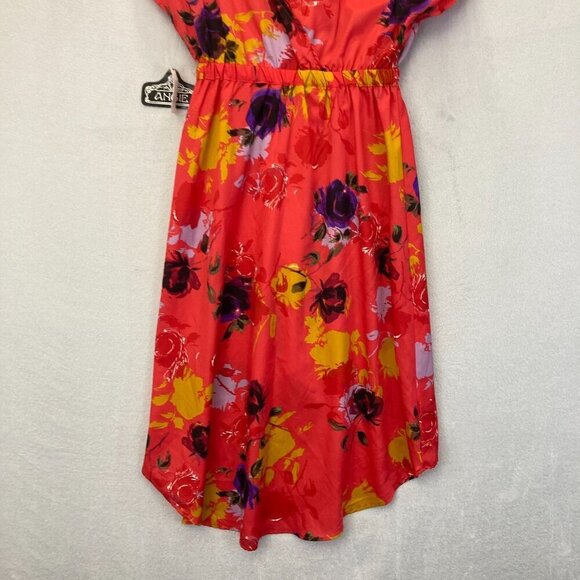 NWT Angie Faux Wrap Midi Dress Size Medium M Floral Red Pink Lightweight Summer - Picture 13 of 13